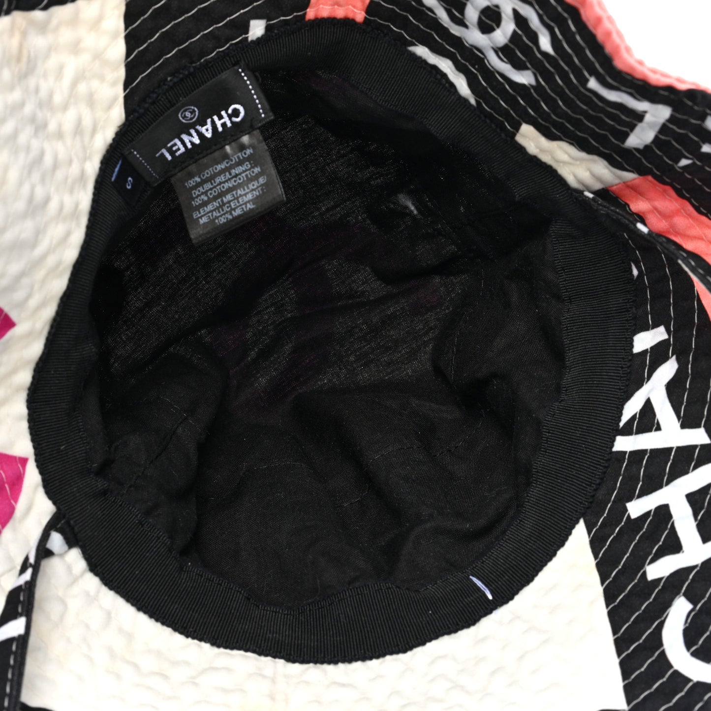 Cotton Logo Cloche Hat S Ecru Black Pink