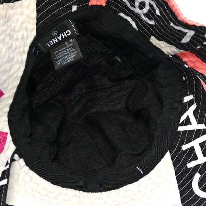 Chanel Cotton Logo Cloche Hat S Ecru Black Pink 8 of 11