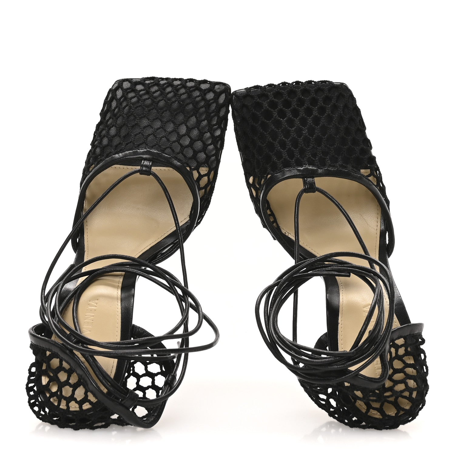 Bottega Veneta Mesh Nappa Stretch Ankle Tie 90mm Sandals 38.5 Black 2 of 8