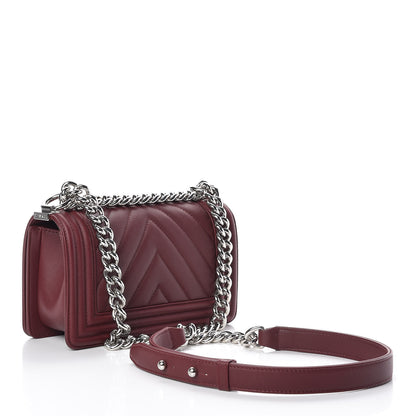 Chanel Calfskin Chevron Quilted Small Boy Flap Burgundy 3 of 13