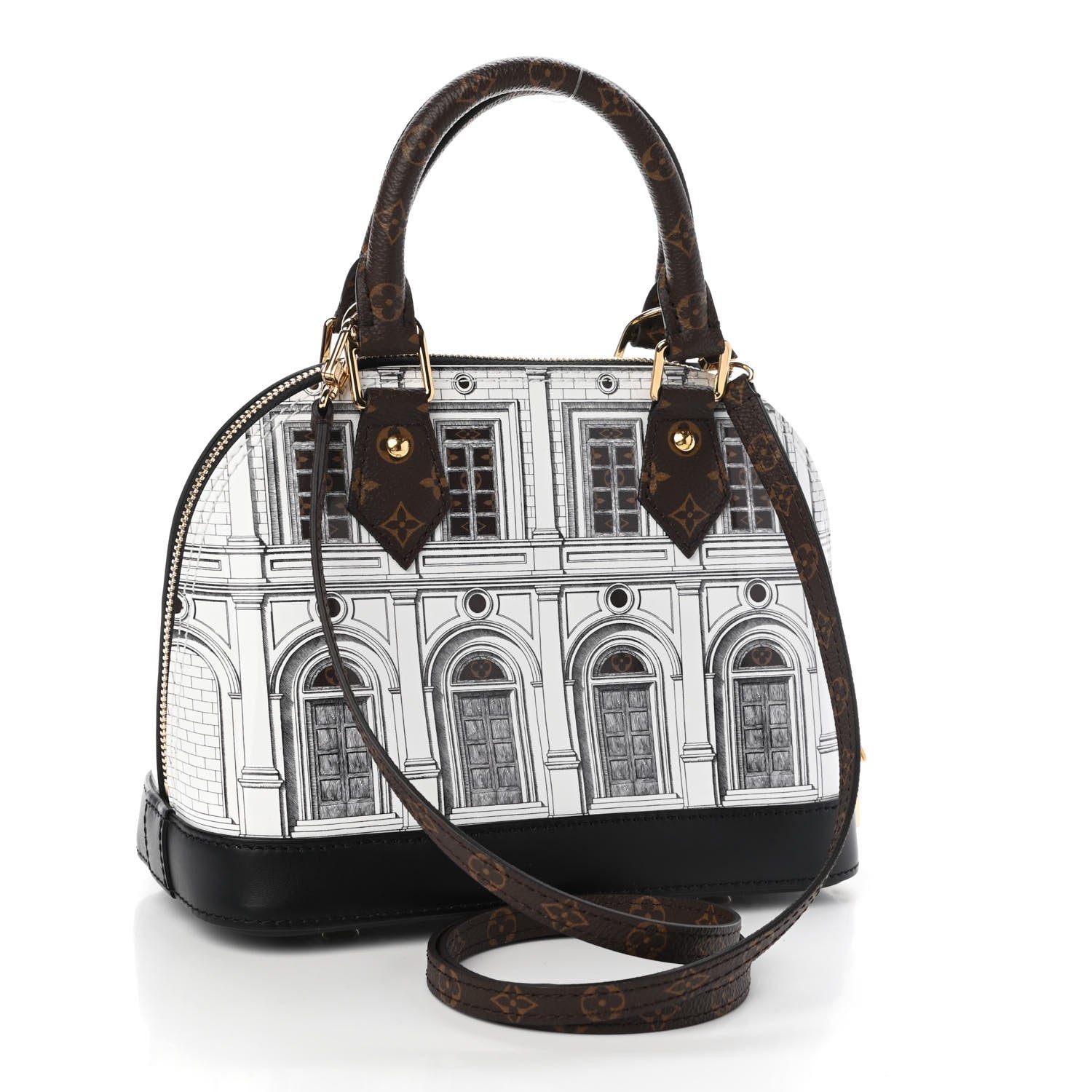 Louis Vuitton X FORNASETTI Calfskin Architettura Alma BB Black White 3 of 8