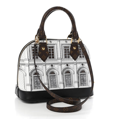Louis Vuitton X FORNASETTI Calfskin Architettura Alma BB Black White 3 of 8