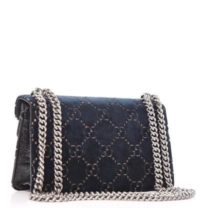 Gucci Velvet Skipper Crystal GG Monogram Small Dionysus Shoulder Bag Blue Beige Black 3 of 12