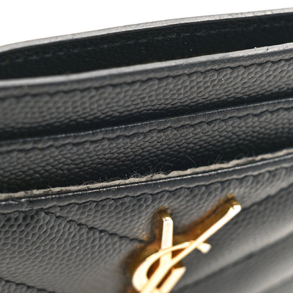 Saint Laurent Grain De Poudre Matelasse Chevron Monogram Credit Card Case Black 9 of 10