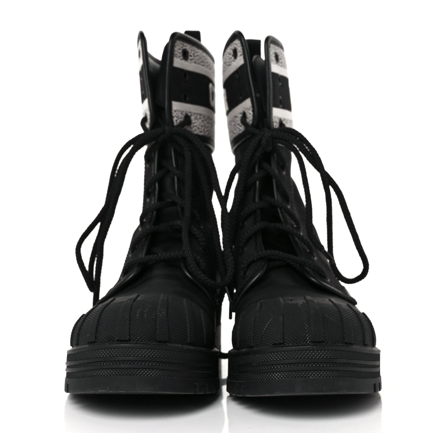 Calfskin Technical Fabric D-Major Ankle Boots 39 Black White