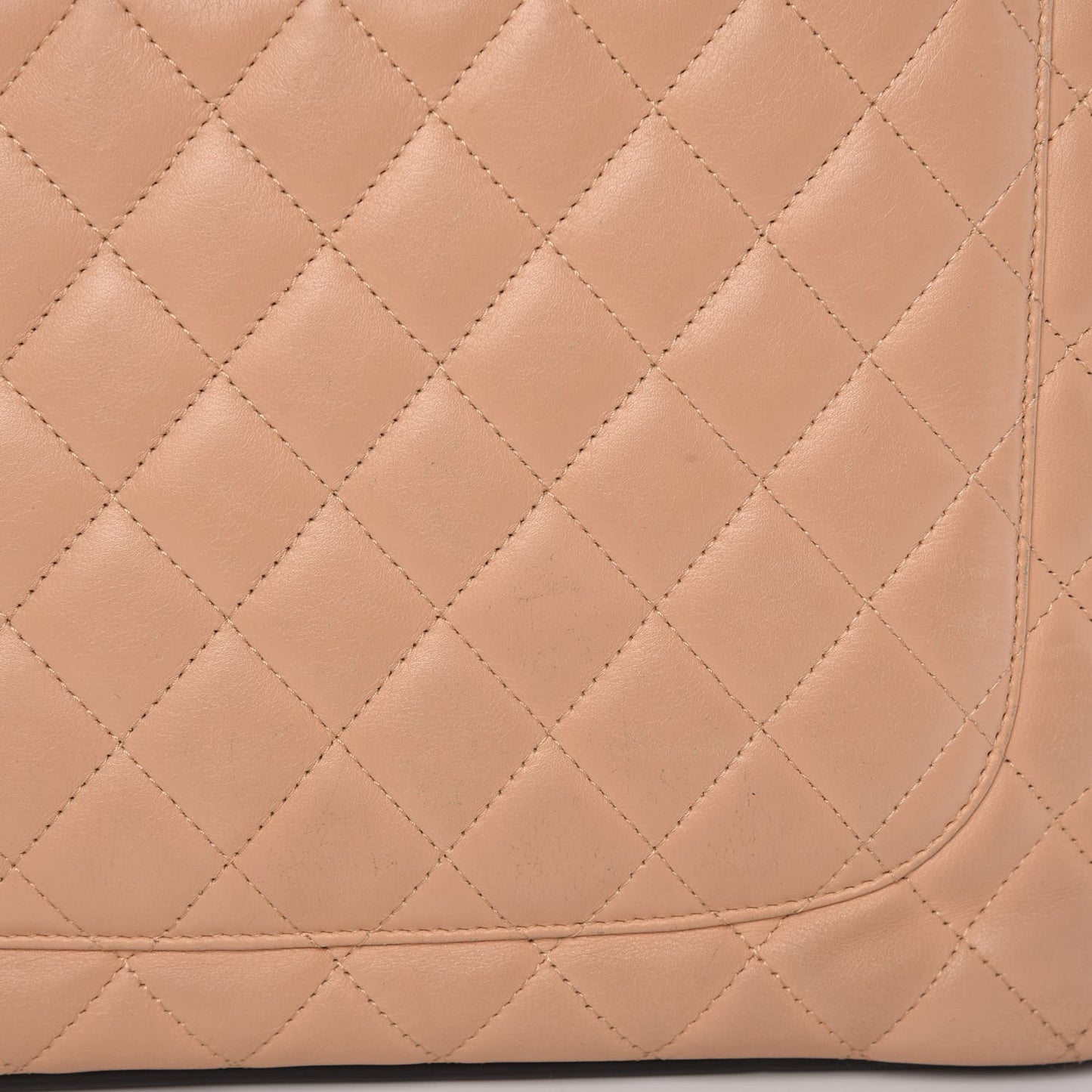 Calfskin Quilted Large Cambon Tote Beige Black