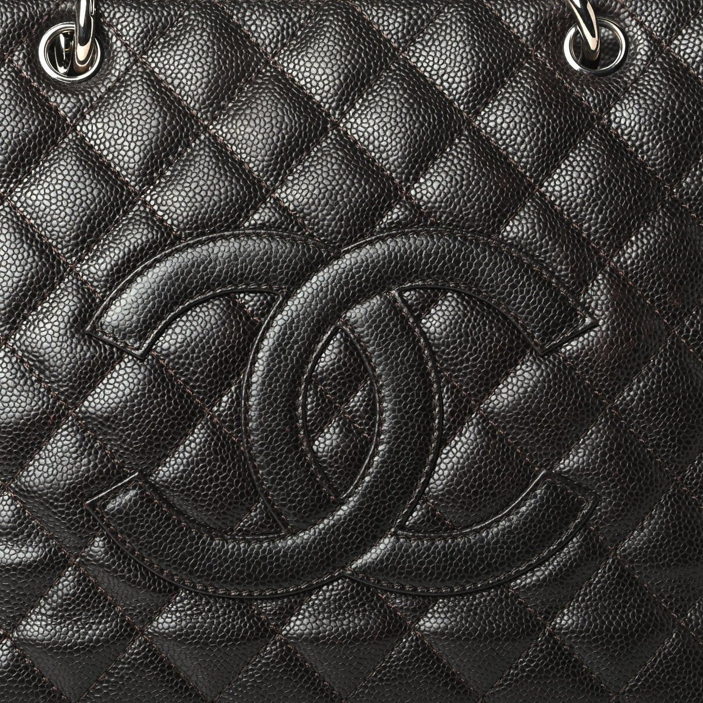 Caviar Quilted Grand Shopping Tote GST Dark Brown