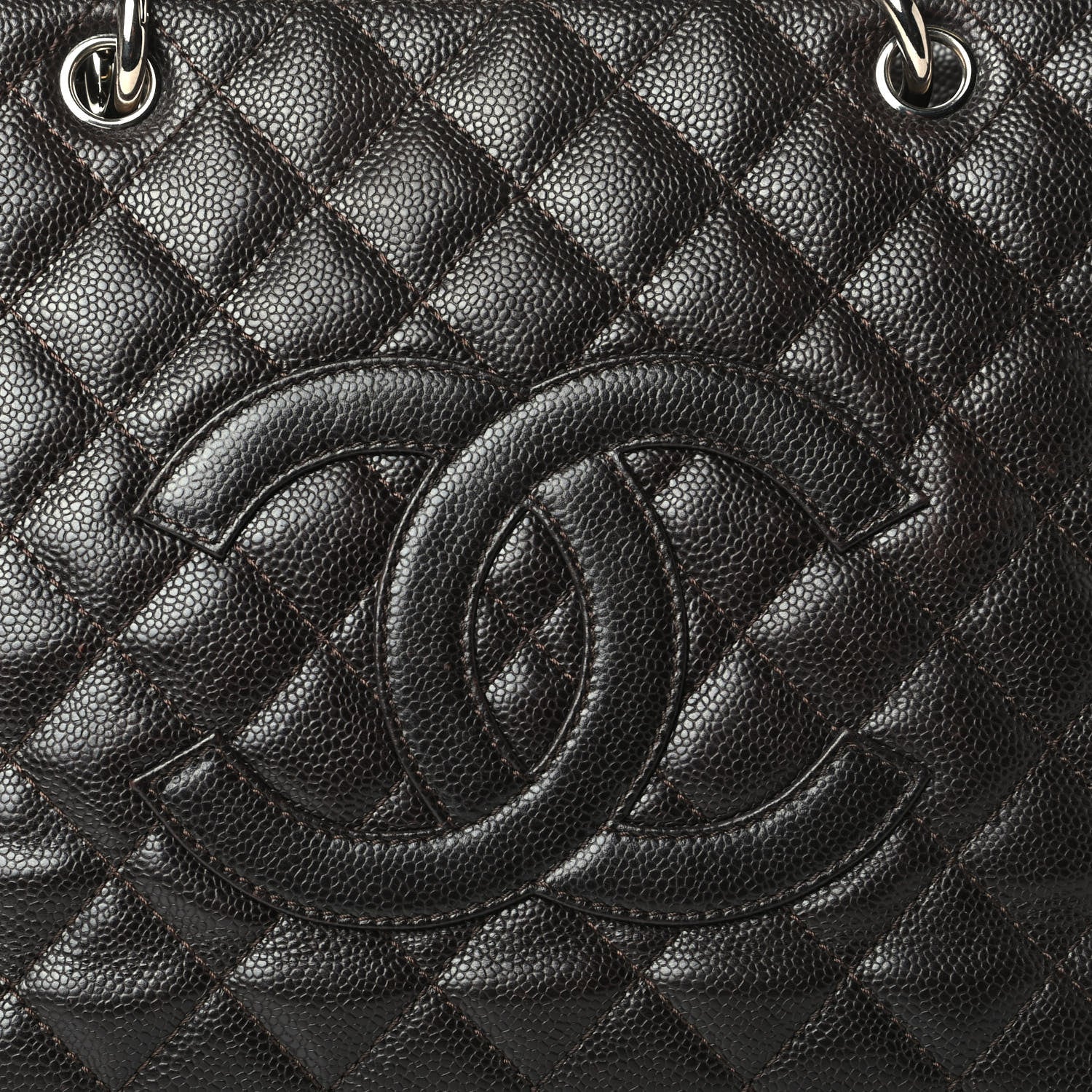 Chanel Caviar Quilted Grand Shopping Tote GST Dark Brown 9 of 9
