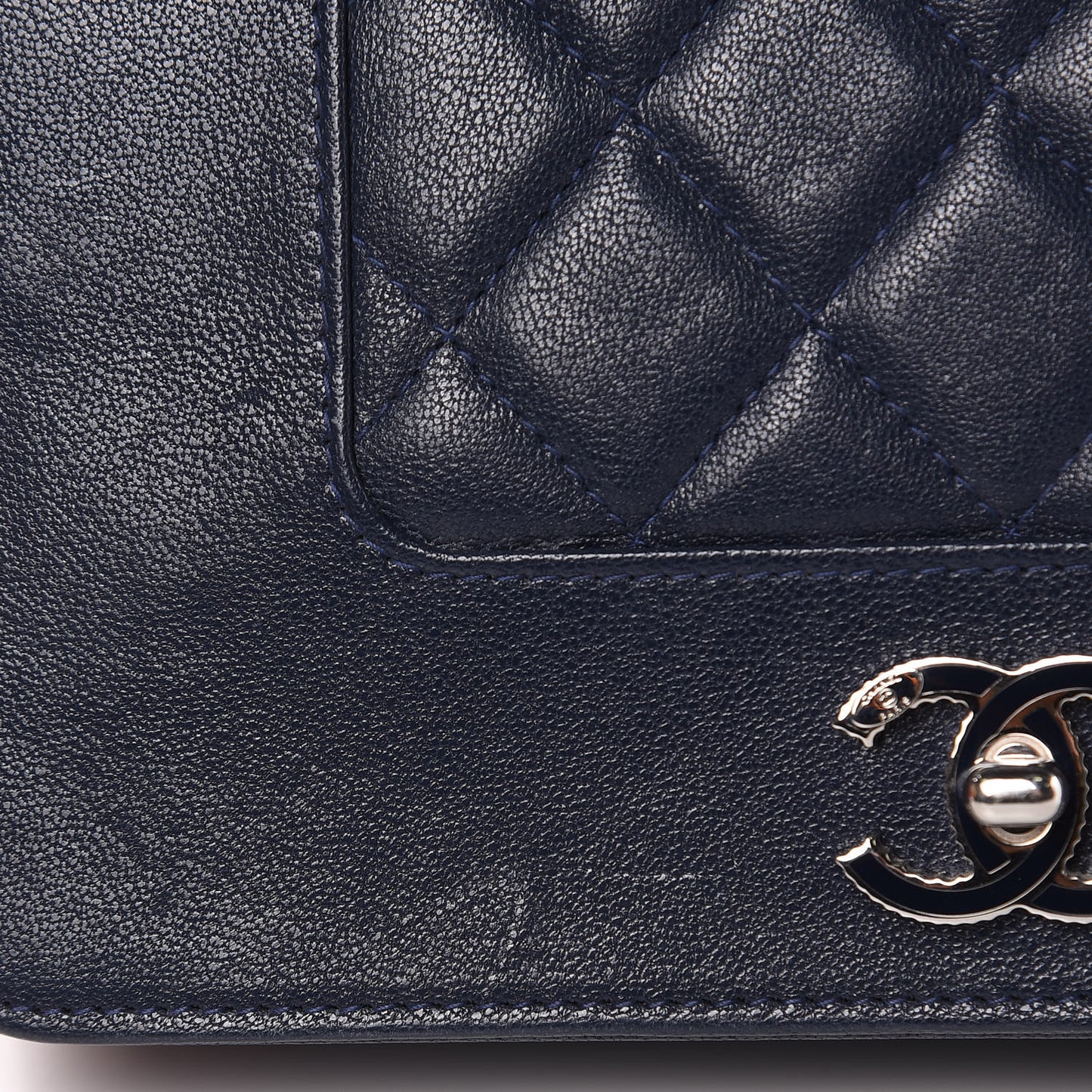 Sheepskin Quilted Mademoiselle Vintage Wallet On Chain WOC Blue
