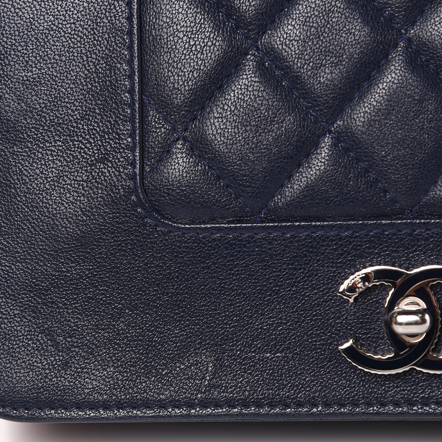 Chanel Sheepskin Quilted Mademoiselle Vintage Wallet On Chain WOC Blue 14 of 19
