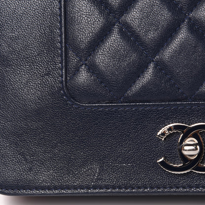 Chanel Sheepskin Quilted Mademoiselle Vintage Wallet On Chain WOC Blue 14 of 19