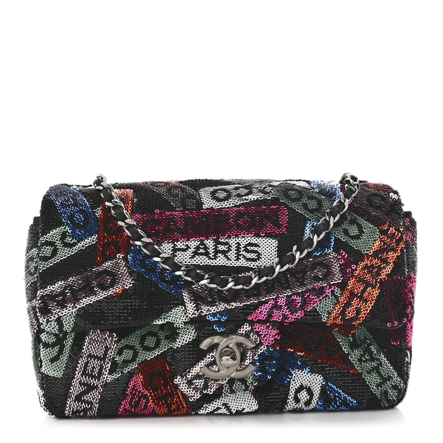 Chanel Sequin Logo Small Flap Ruthenium Multicolor 1 of 11