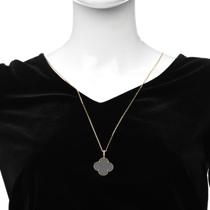 Van Cleef & Arpels 18K Yellow Gold Black Onyx Magic Alhambra Pendant Necklace 2 of 6