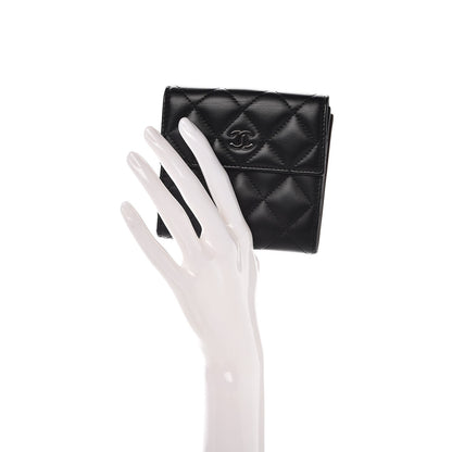 Chanel Lambskin Quilted Compact French Flap Wallet Black 2 of 9