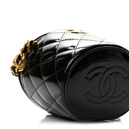 Chanel Patent Quilted Afternoon Tea Top Handle Vanity Case With Chain Black 9 of 12