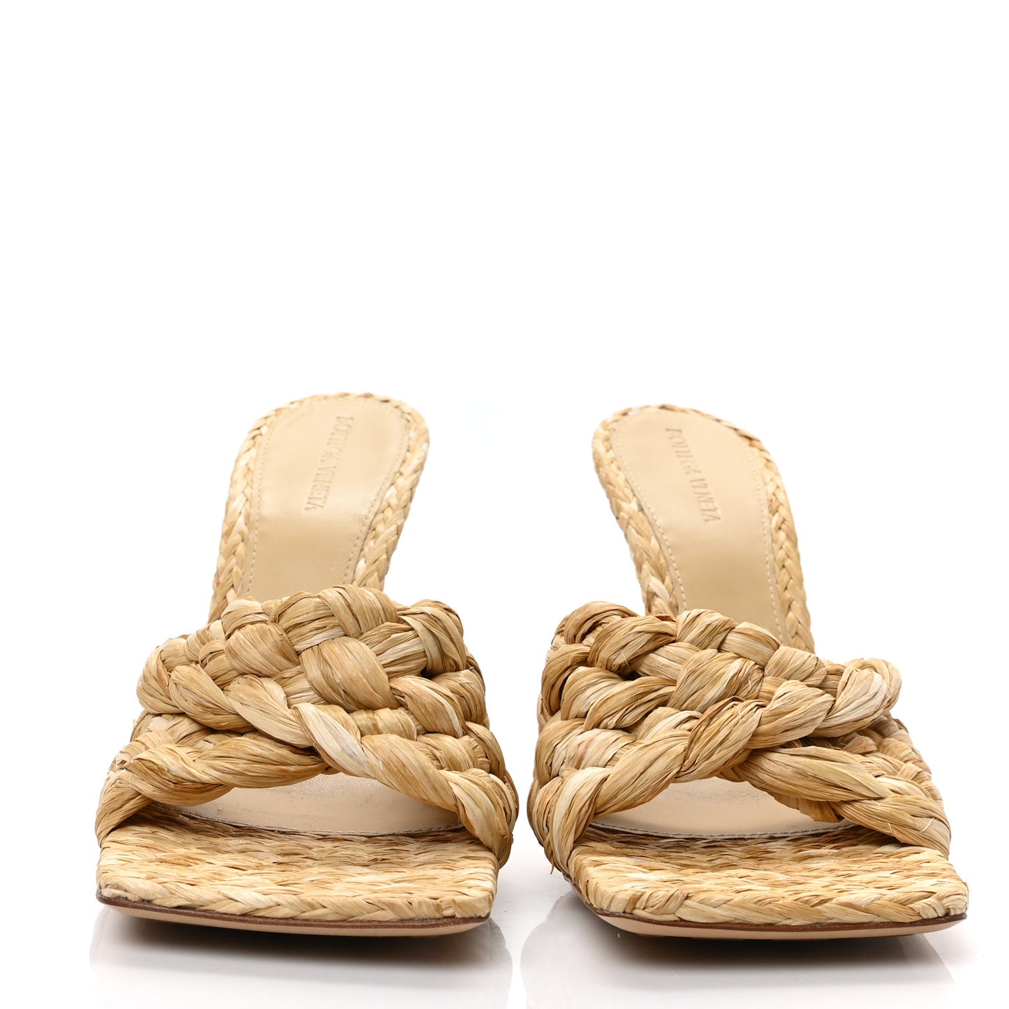 Raffia Twisted Intrecciato Stretch Mule Sandals 41.5 Macadamia