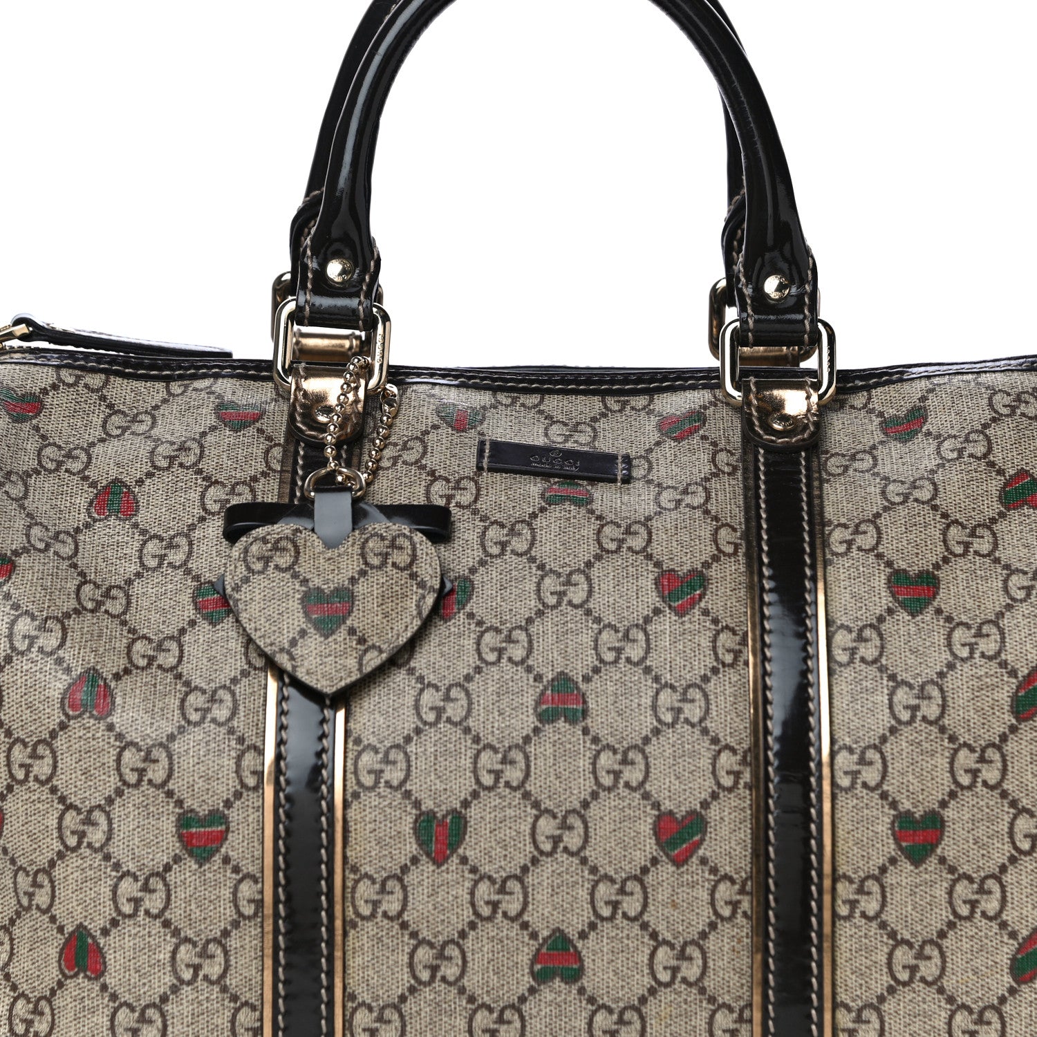 Gucci GG Plus Monogram Hearts Medium Joy Boston Dark Brown 8 of 13