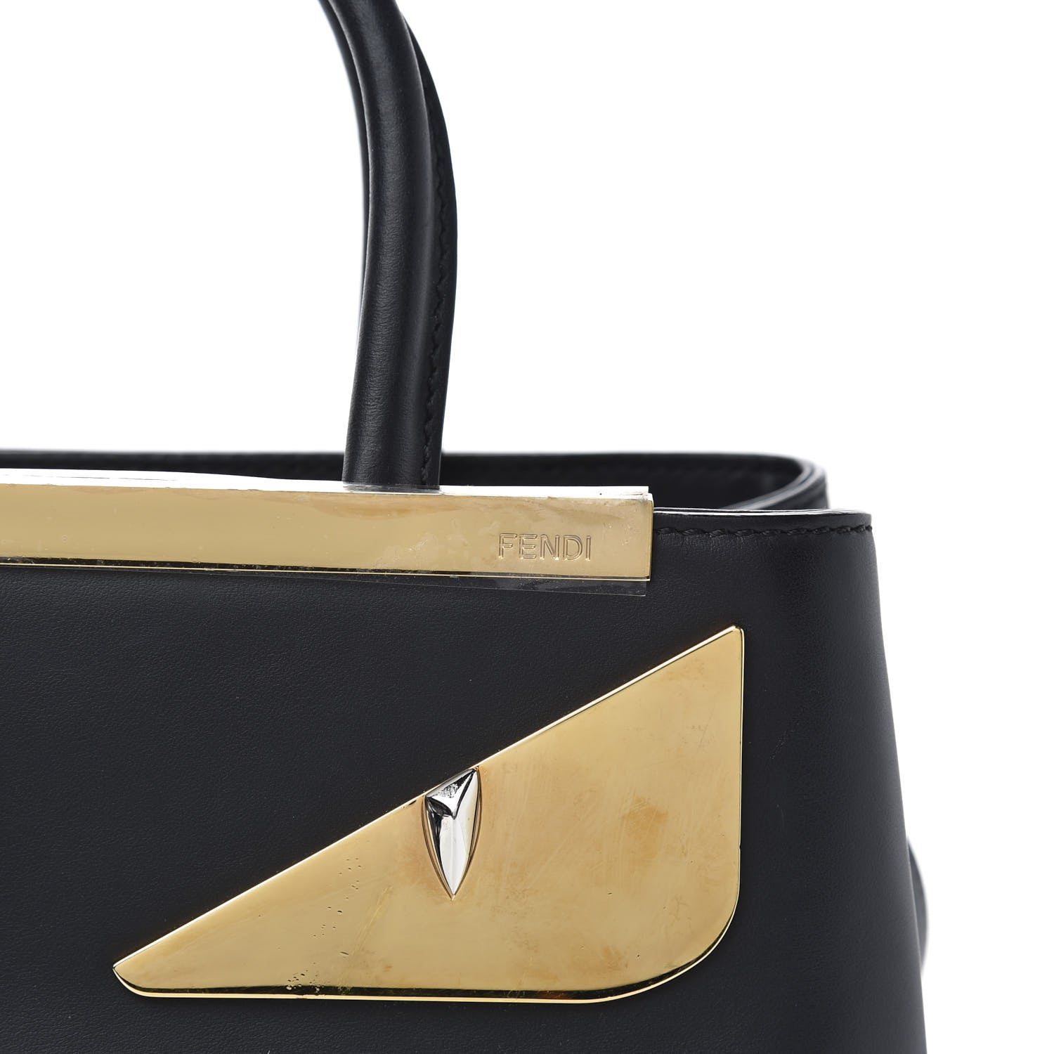 Fendi Vitello Century Metal Monster Eyes Petite 2Jours Tote Black 12 of 12