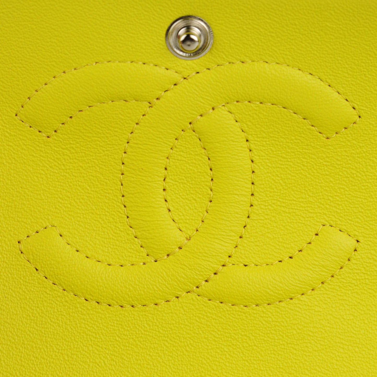 Patent Quilted Medium Double Flap Yellow