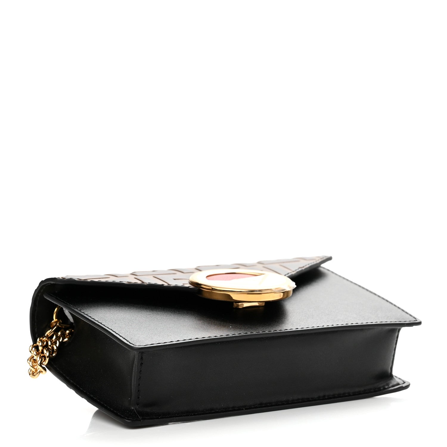 Fendi Vitello Liberty F is Fendi Bi-Color FF 1974 Embossed Envelope Belt Bag Maya Black 4 of 12