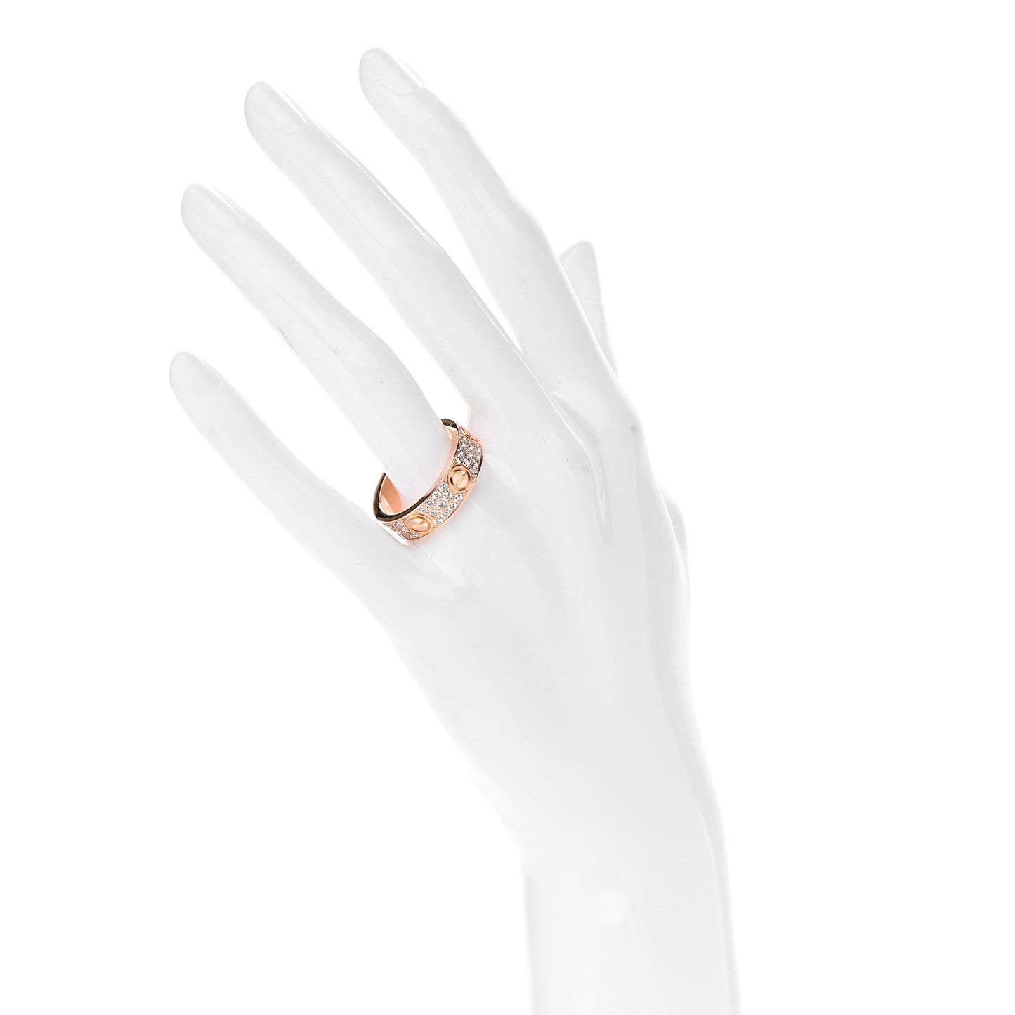 18K Pink Gold Diamond 6.5mm LOVE Paved Ring 60 9.25