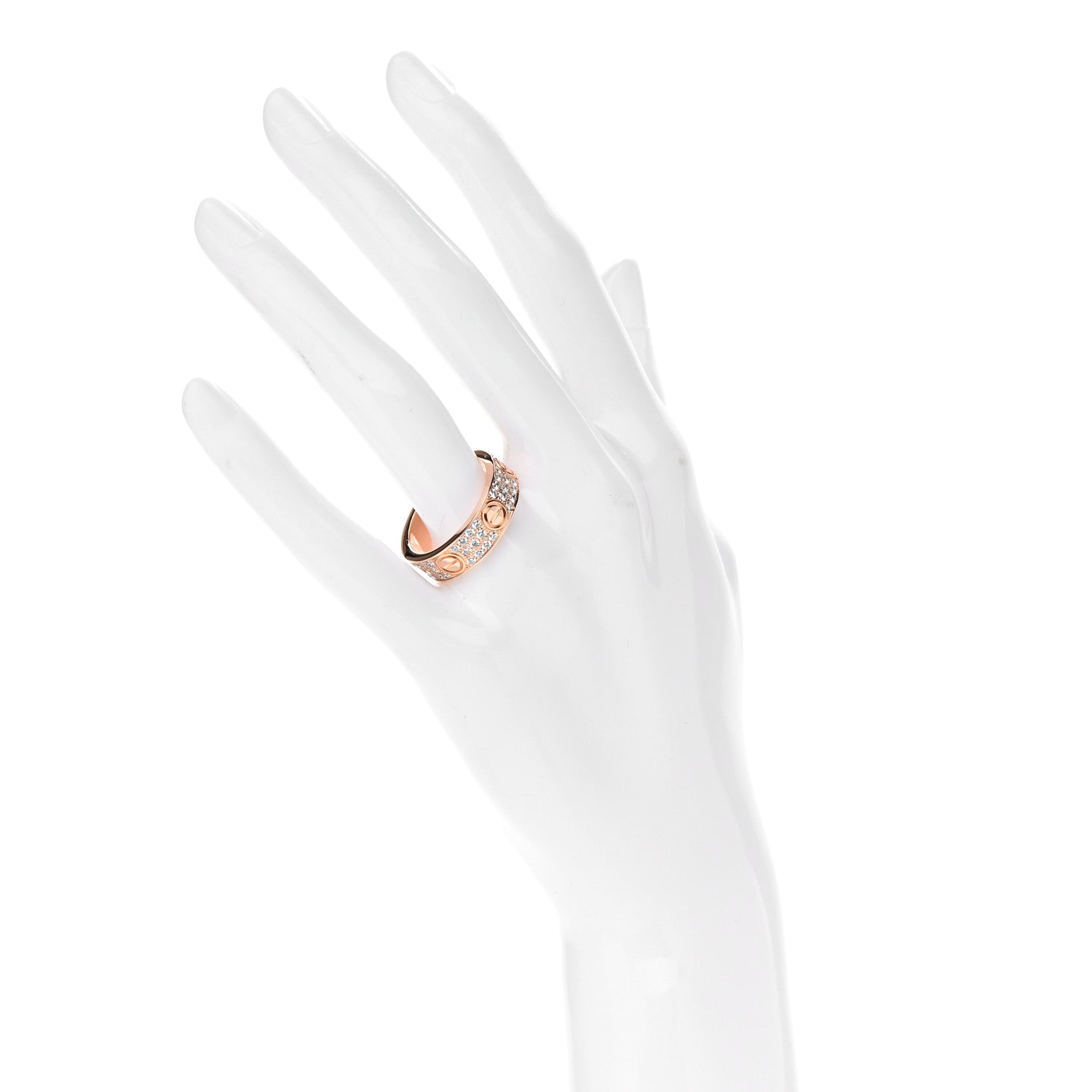 Cartier 18K Pink Gold Diamond 6.5mm LOVE Paved Ring 60 9 2 of 5