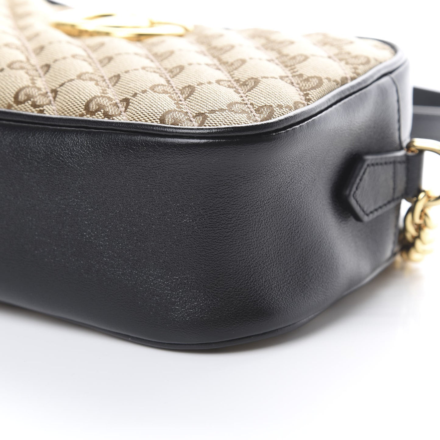 Monogram Matelasse Diagonal Small GG Marmont Chain Shoulder Bag Beige Black