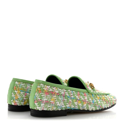 Gucci Tweed Multicolor Malaga Kid Horsebit Womens Jordaan Loafers 35.5 Green Multicolor 5 of 10