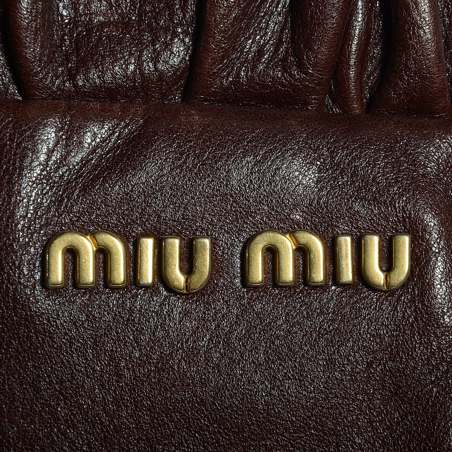 Leather Vitello Lux Gathered Shopper Tote Brown
