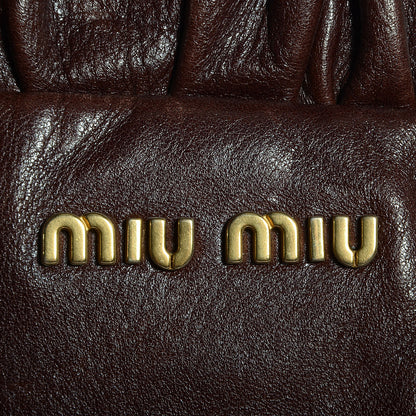 Miu Miu Leather Vitello Lux Gathered Shopper Tote Brown 8 of 8