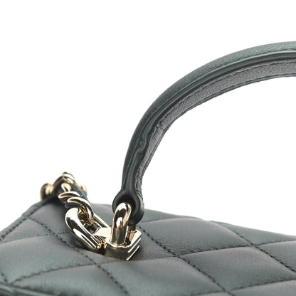 Chanel Iridescent Lambskin Quilted Small Top Handle Vanity Case With Chain Dark Green 11 of 13