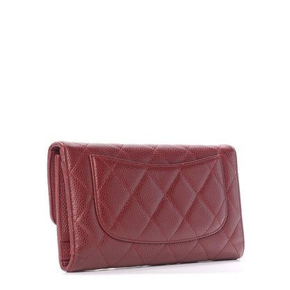 Chanel Caviar Quilted Large Gusset Flap Wallet Dark Red 3 of 12