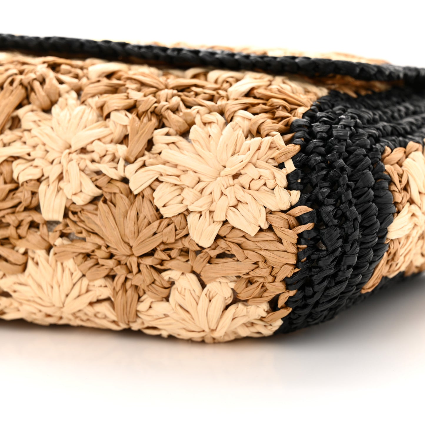 Raffia Azalea Calfskin Crochet Flower Small GG Marmont Shoulder Bag Natural Ecru Black