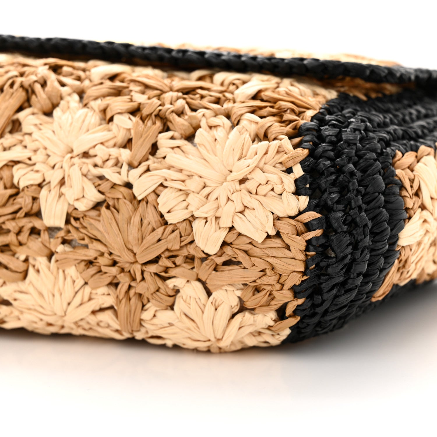 Gucci Raffia Azalea Calfskin Crochet Flower Small GG Marmont Shoulder Bag Natural Ecru Black 10 of 13