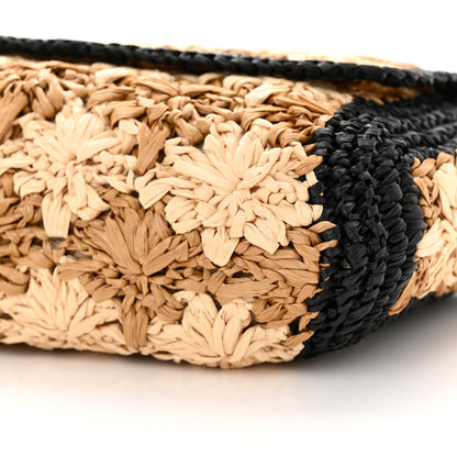Gucci Raffia Azalea Calfskin Crochet Flower Small GG Marmont Shoulder Bag Natural Ecru Black 10 of 13