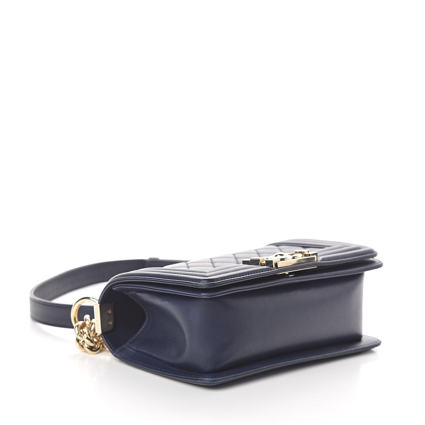 Lambskin Quilted Small Boy Flap Navy