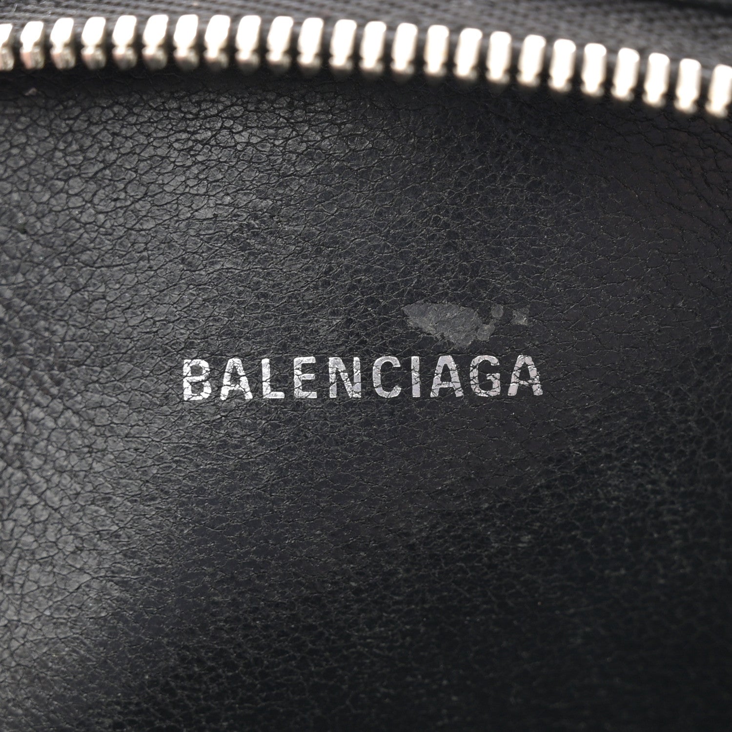 Balenciaga Shiny Calfskin Logo Crocodile Embossed Cash Phone Holder Bag Black White 6 of 14