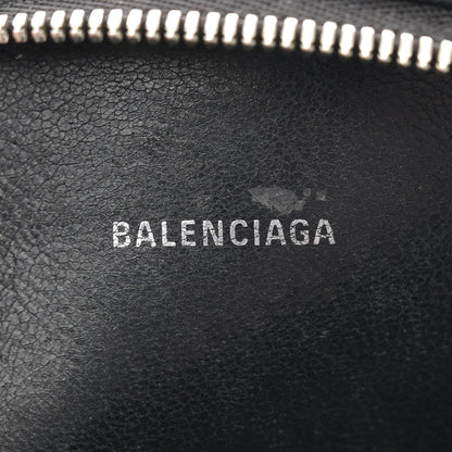 Balenciaga Shiny Calfskin Logo Crocodile Embossed Cash Phone Holder Bag Black White 6 of 14