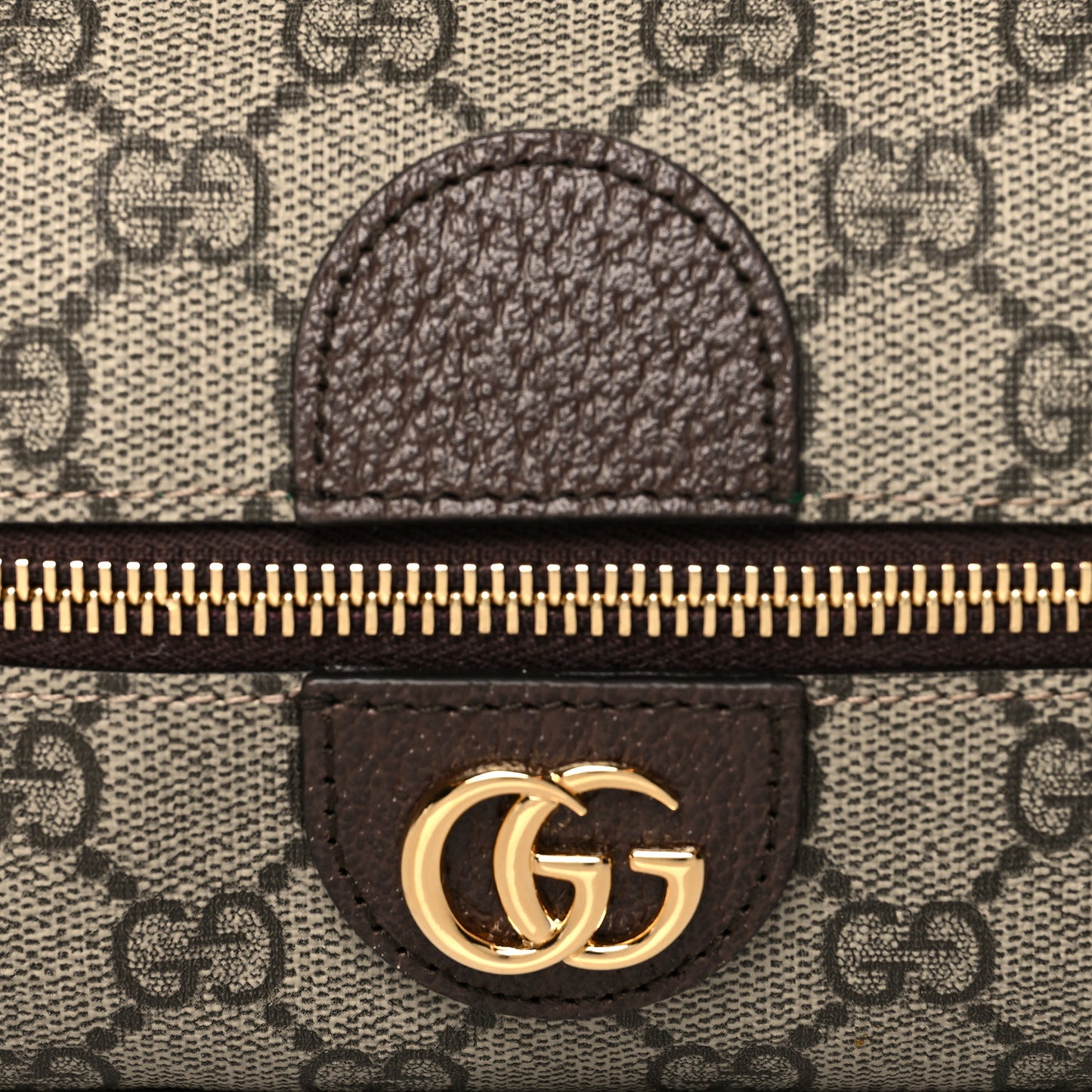 Soft GG Supreme Monogram Calfskin Medium Ophidia Cosmetic Case Beige Ebony New Acero