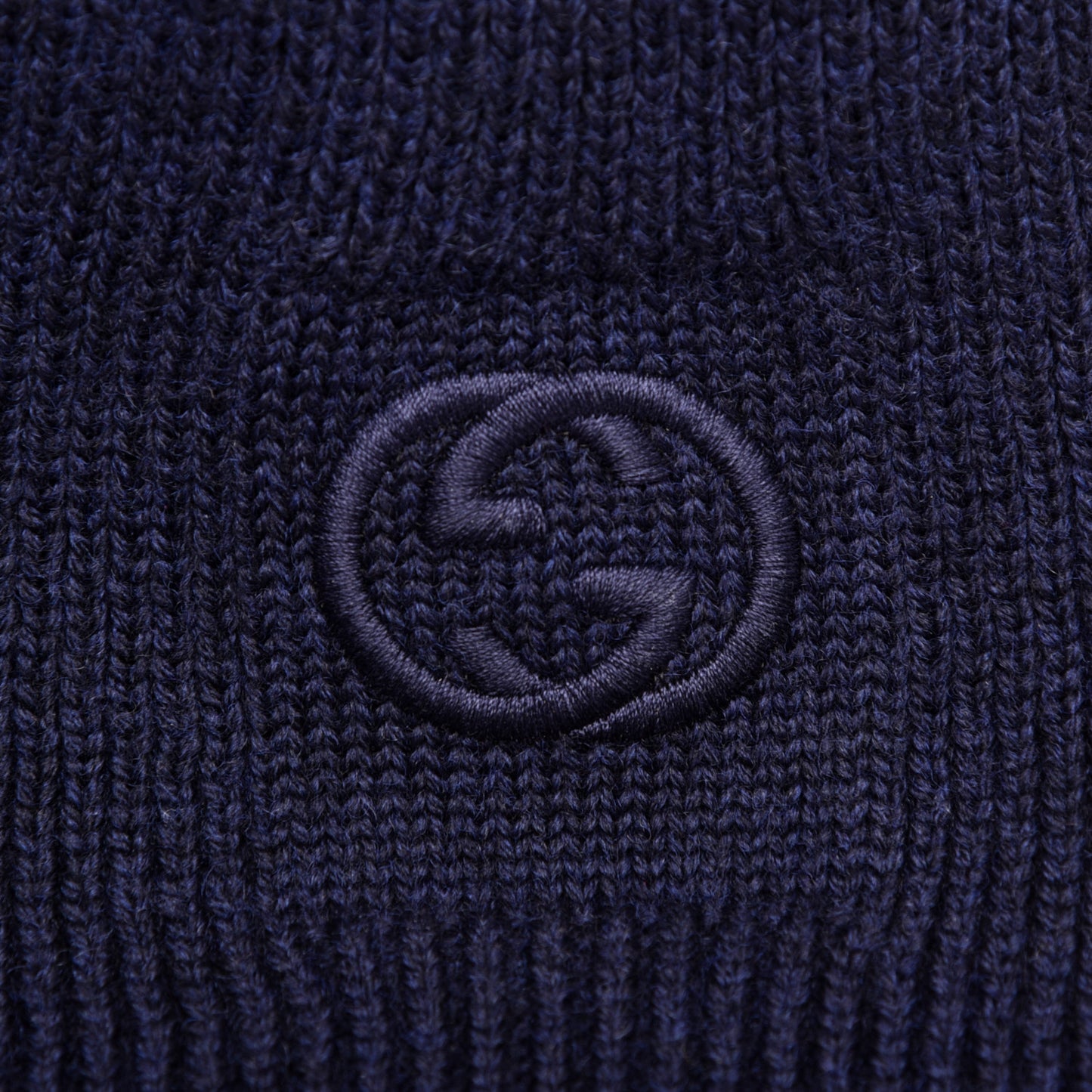 Wool Tricot Interlocking G Simple GG Beanie Hat M Midnight Blue