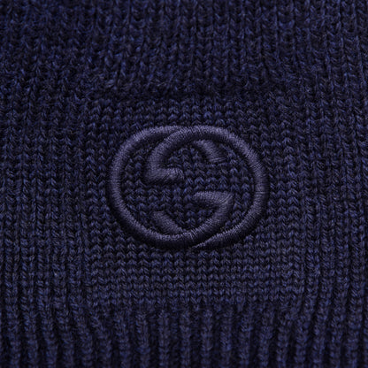 Gucci Wool Tricot Interlocking G Simple GG Beanie Hat M Midnight Blue 5 of 5