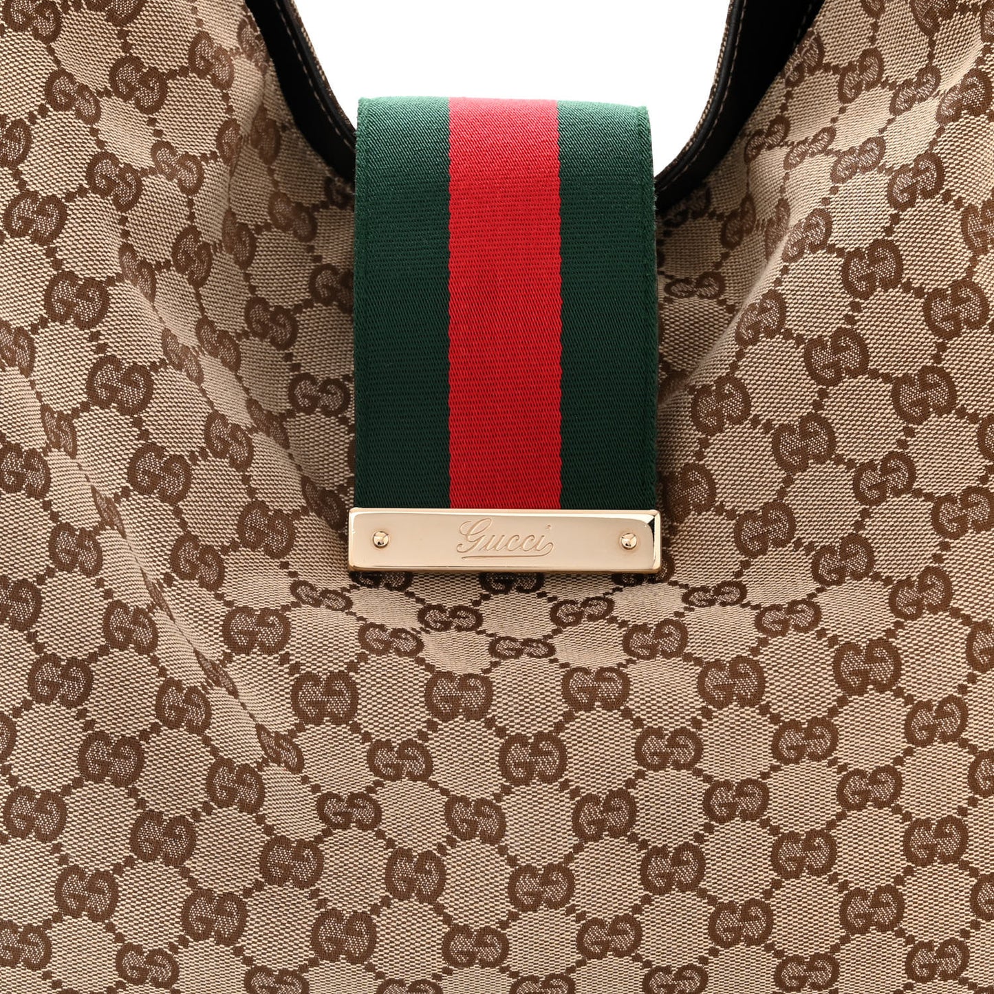 Monogram Large New Ladies Web Hobo Dark Brown