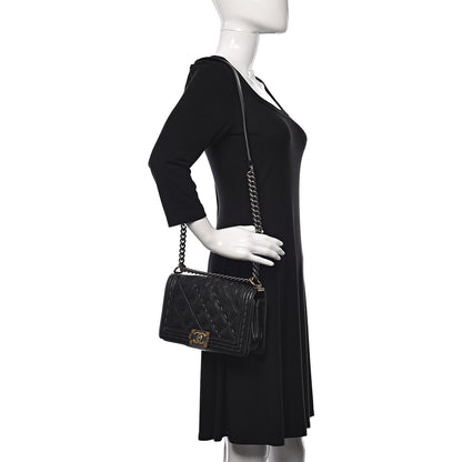 Chanel Calfskin Double Stitch Medium Boy Flap Black 2 of 10
