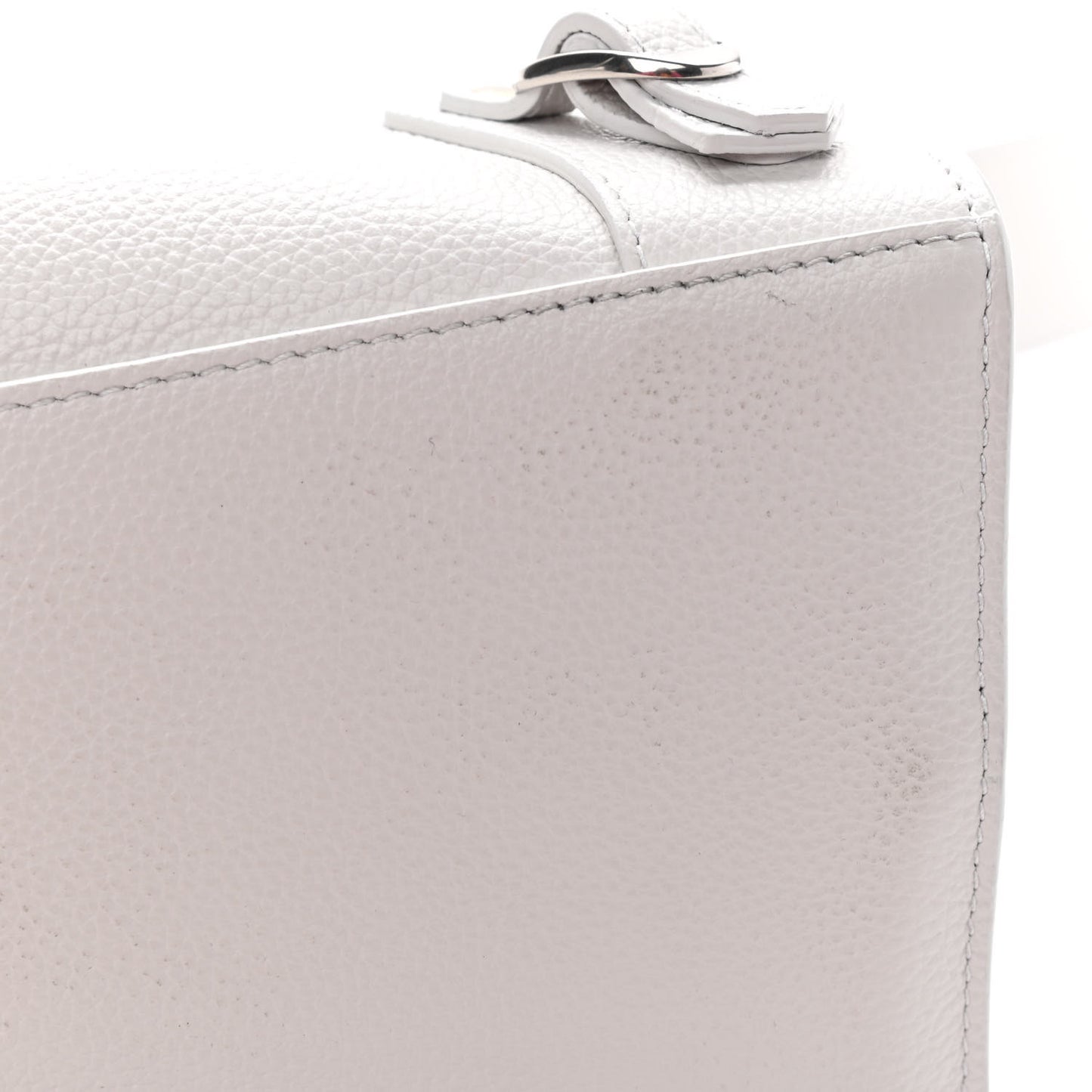 Grained Calfskin Neo Classic Silver Hardware S City Chalky White