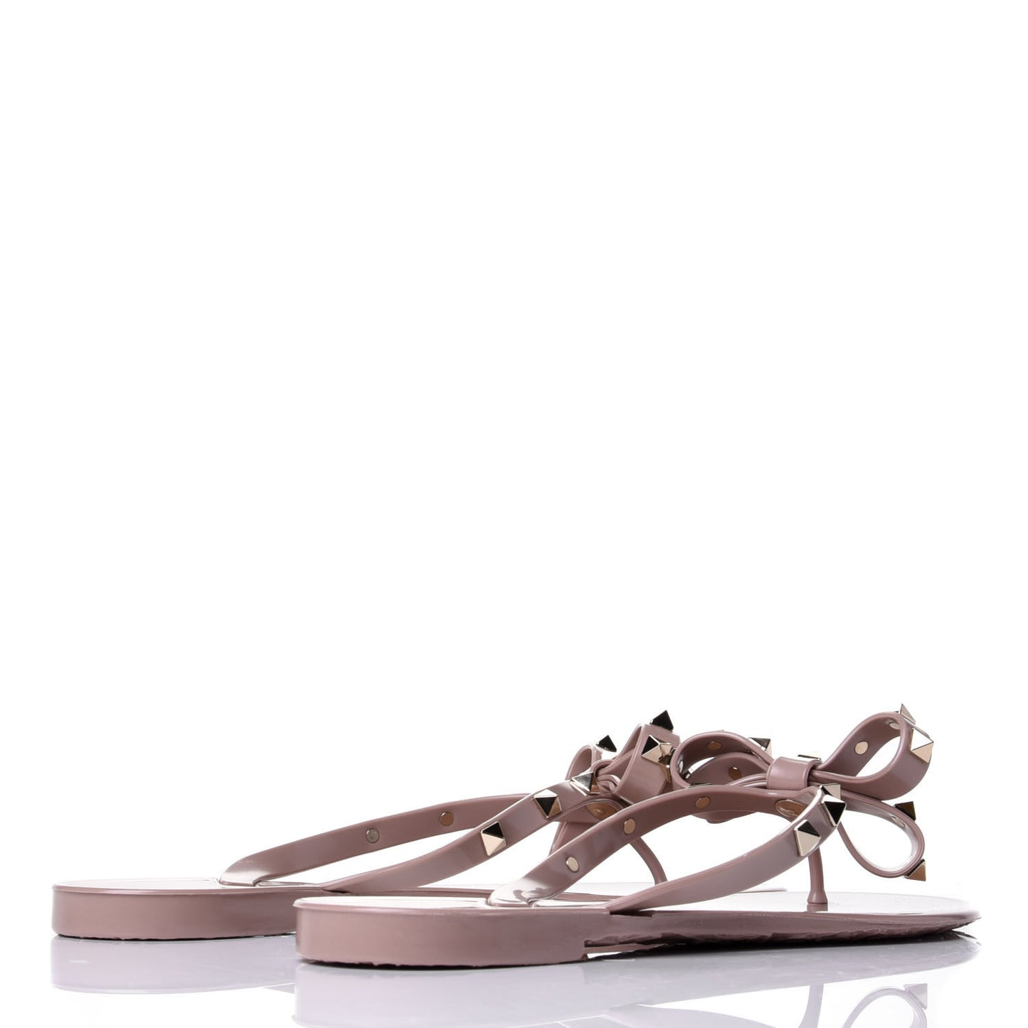 PVC Jelly Rockstud Bow Thong Sandals 38 Poudre