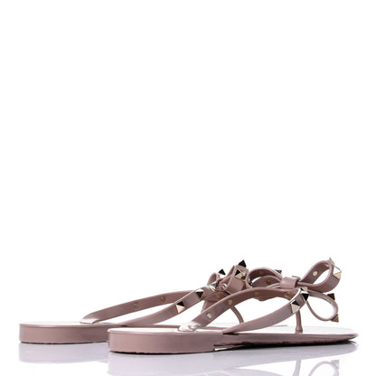Valentino Garavani PVC Jelly Rockstud Bow Thong Sandals 38 Poudre 4 of 10
