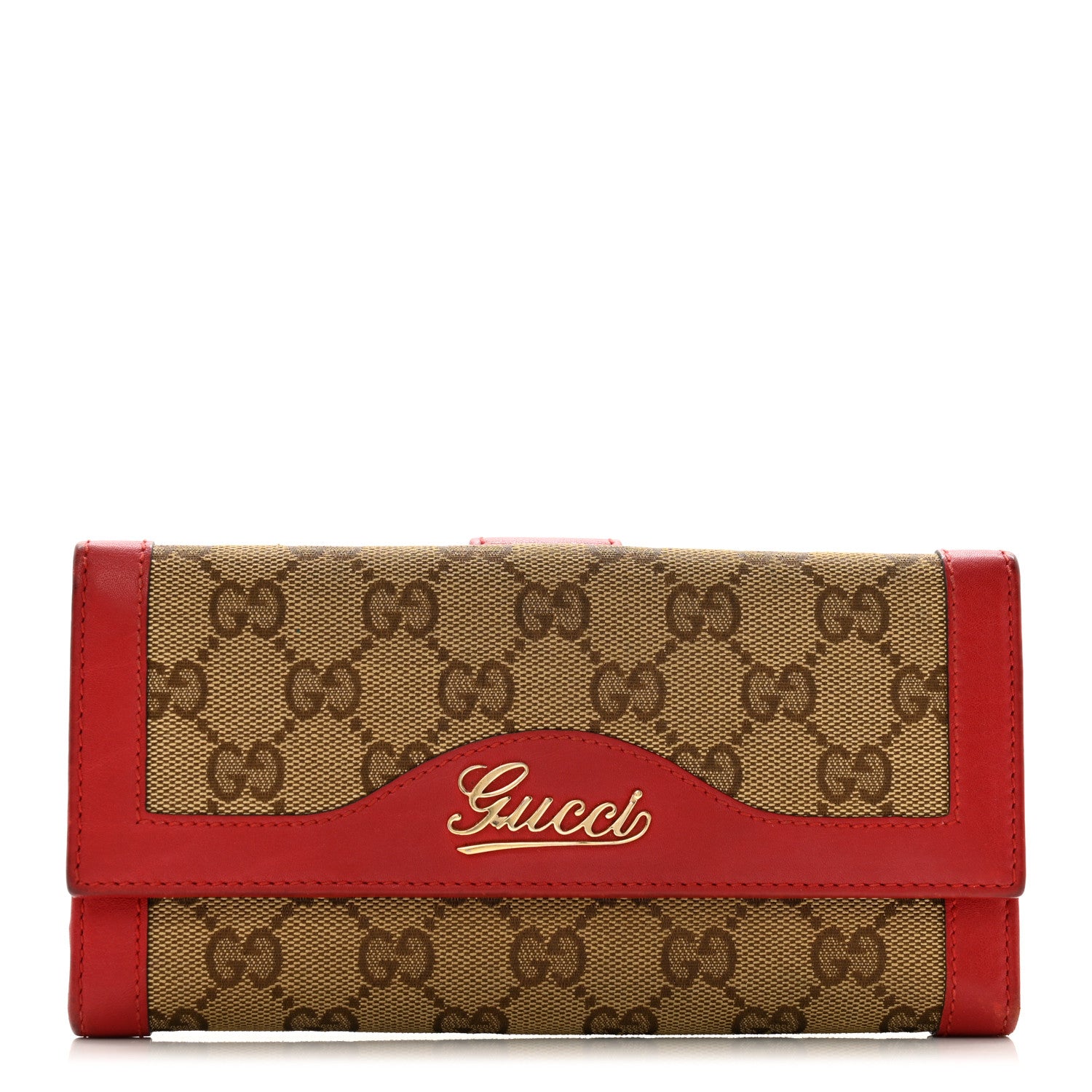Gucci Monogram Script Continental Wallet Red 1 of 10