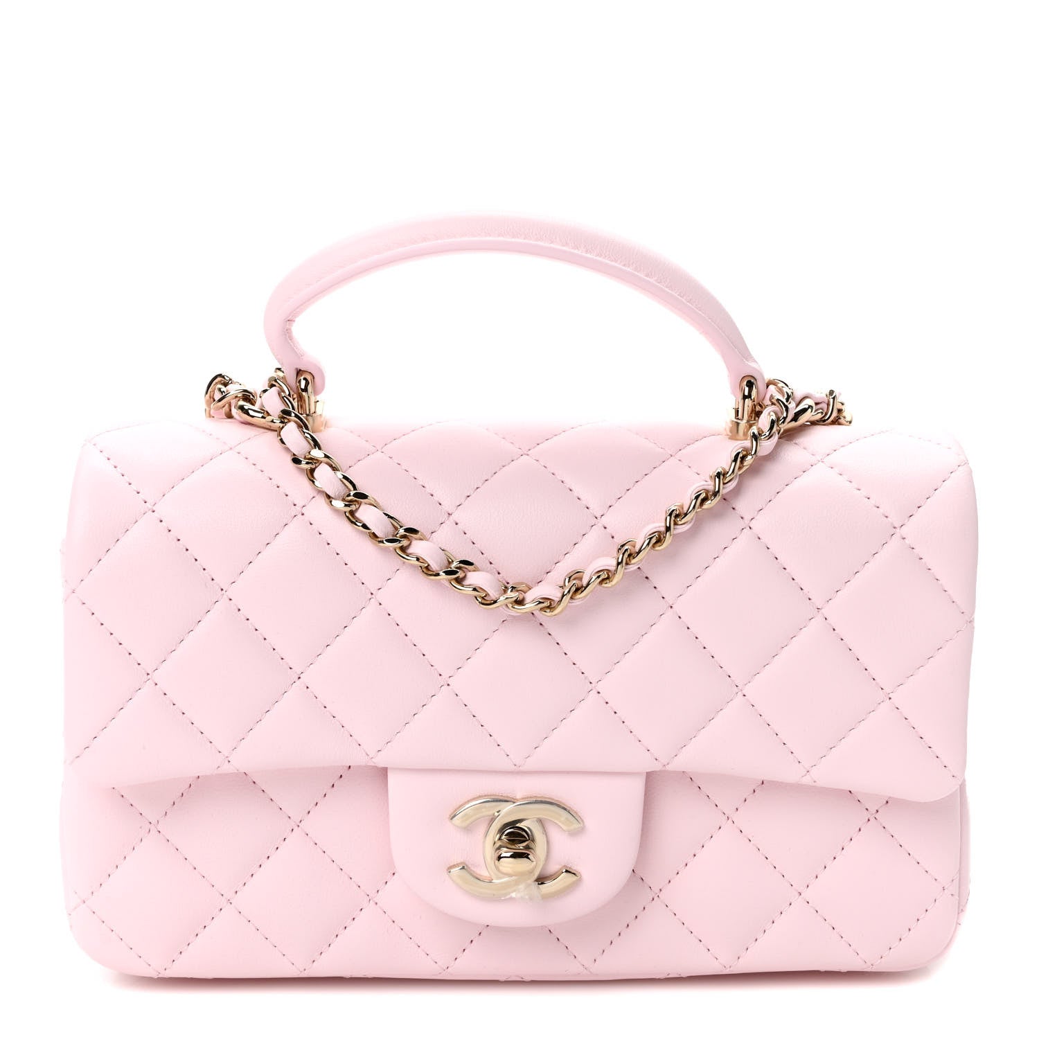 Chanel Lambskin Quilted Mini Top Handle Rectangular Flap Light Pink 1 of 10
