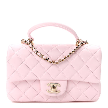 Chanel Lambskin Quilted Mini Top Handle Rectangular Flap Light Pink 1 of 10