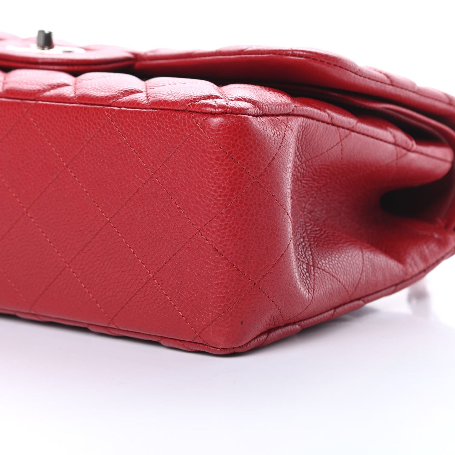 Caviar Quilted Jumbo Double Flap Dark Red